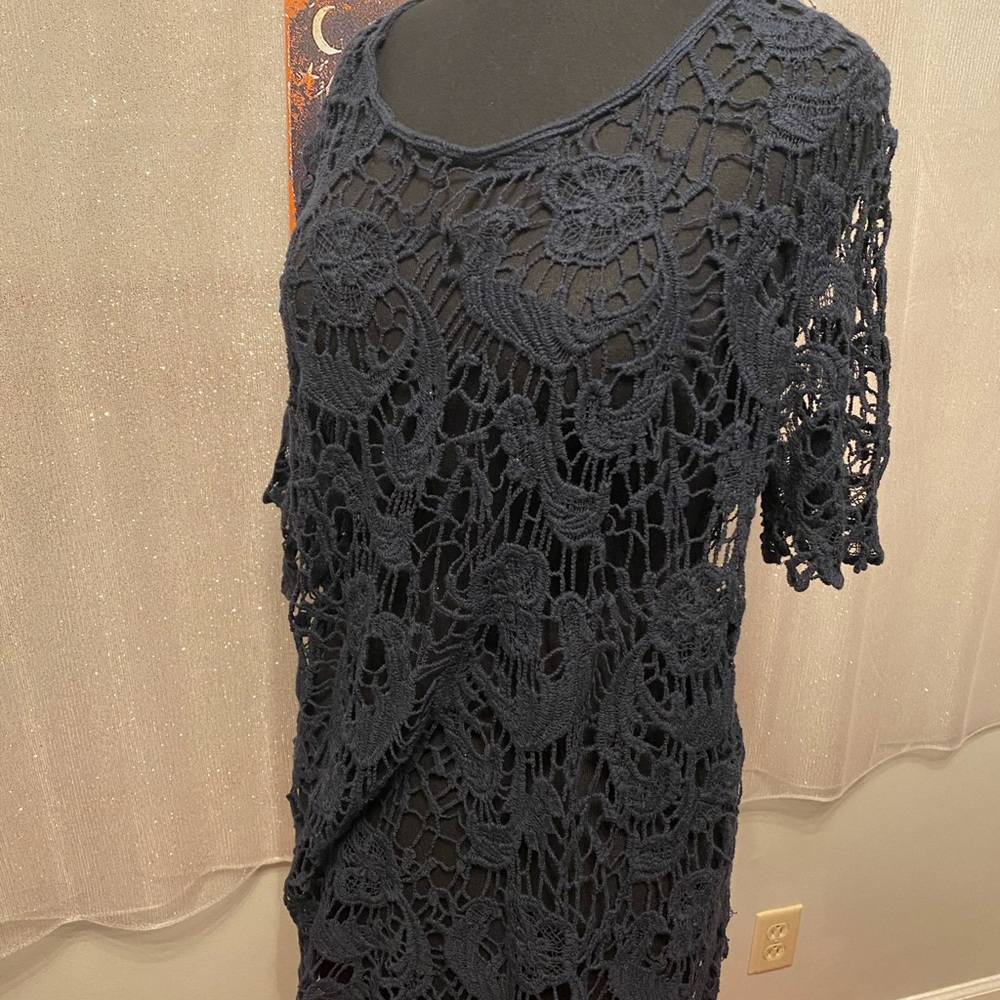 XL 1X Black Lace Short Sleeve Top